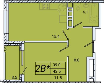 Квартира 42,4 м², 1-комнатные - изображение 1