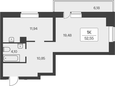 Квартира 46,4 м², 1-комнатная - изображение 1