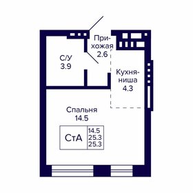 Квартира 25,3 м², студия - изображение 1