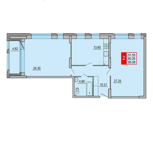 85,5 м², 2-комнатная квартира 8 161 430 ₽ - изображение 57