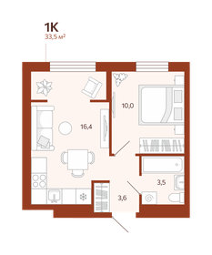 Квартира 33,5 м², 1-комнатная - изображение 1