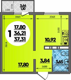 Квартира 37,3 м², 1-комнатная - изображение 1