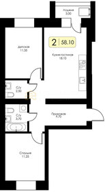 Квартира 58,1 м², 2-комнатная - изображение 1