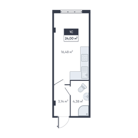 Квартира 23,7 м², студия - изображение 1