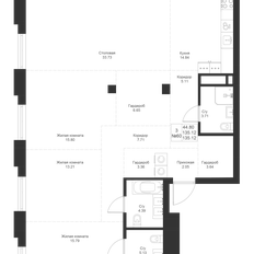Квартира 135,1 м², 3-комнатная - изображение 3