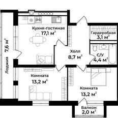 Квартира 65,3 м², 2-комнатная - изображение 2