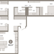 Квартира 94,1 м², 3-комнатная - изображение 3
