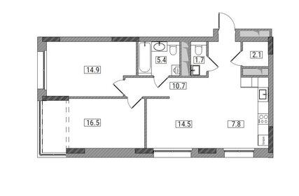 Квартира 73,8 м², 3-комнатная - изображение 1