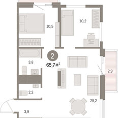 Квартира 65,7 м², 2-комнатная - изображение 2