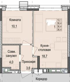 Квартира 36,4 м², 1-комнатная - изображение 1