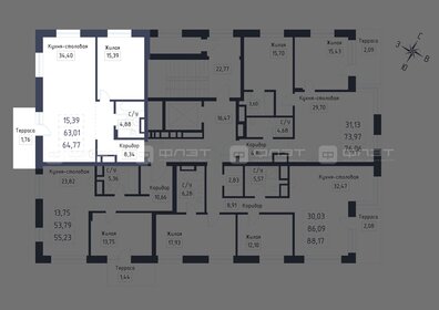 Квартира 64,8 м², 1-комнатная - изображение 2