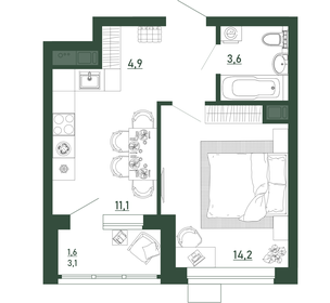 Квартира 35,3 м², 1-комнатная - изображение 1