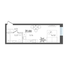 Квартира 31,7 м², студия - изображение 2