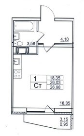 Квартира 27 м², студия - изображение 1