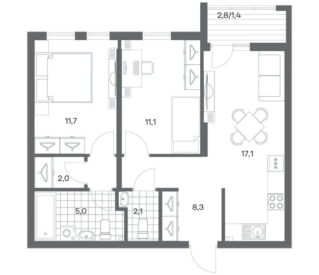 50,2 м², 2-комнатная квартира 7 773 250 ₽ - изображение 47