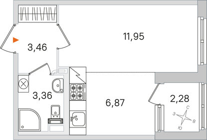 Квартира 26,8 м², студия - изображение 1