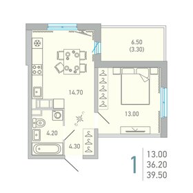 Квартира 38,7 м², 1-комнатная - изображение 1