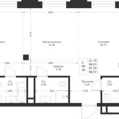 Квартира 97,5 м², 2-комнатная - изображение 2