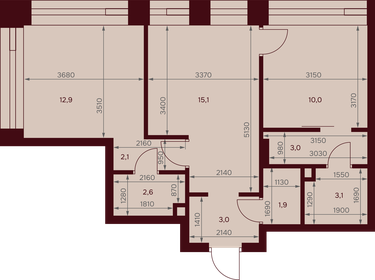Квартира 53,7 м², 2-комнатная - изображение 1