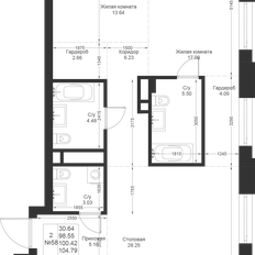 Квартира 100,4 м², 2-комнатная - изображение 2