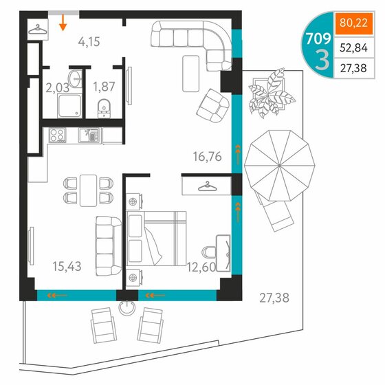86,9 м², 3-комнатная квартира 26 982 450 ₽ - изображение 14