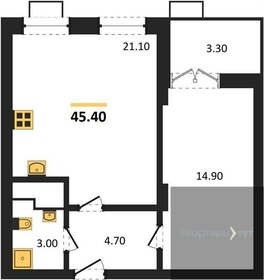 Квартира 45,4 м², 1-комнатная - изображение 1