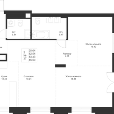Квартира 83,4 м², 2-комнатная - изображение 3