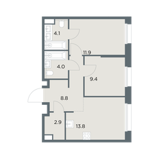 Квартира 54,9 м², 2-комнатная - изображение 4