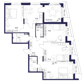 Квартира 120,1 м², 4-комнатная - изображение 1