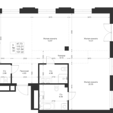 Квартира 121,8 м², 3-комнатная - изображение 2