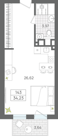 44,8 м², 1-комнатные апартаменты 12 555 200 ₽ - изображение 22