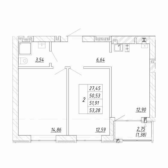 51,9 м², 2-комнатная квартира 8 305 600 ₽ - изображение 32