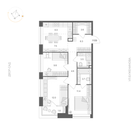 Квартира 69,2 м², 3-комнатная - изображение 1