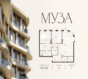 Квартира 102,8 м², 2-комнатная - изображение 1