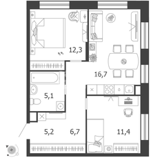 Квартира 59,3 м², 2-комнатная - изображение 2