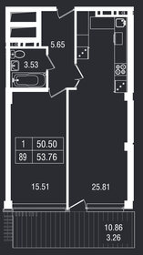 Квартира 53,8 м², 1-комнатные - изображение 1