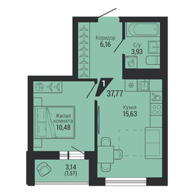 Квартира 37,6 м², 1-комнатная - изображение 1