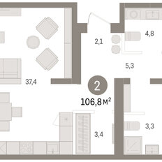 Квартира 106,8 м², 3-комнатная - изображение 2