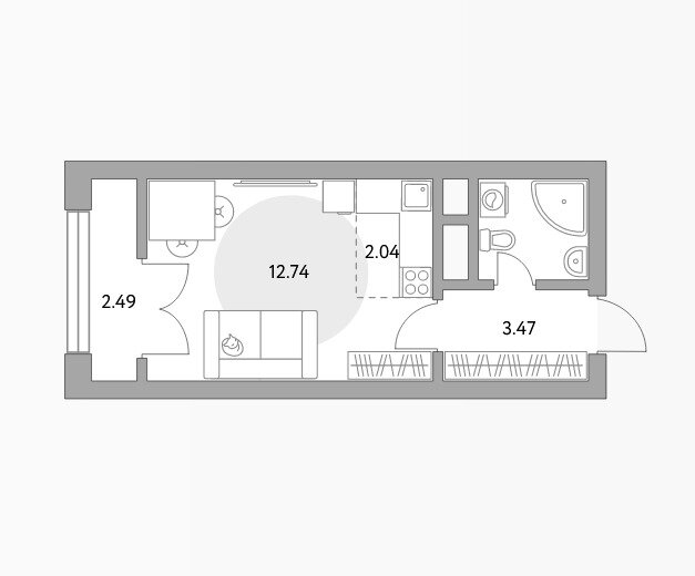 25 м², 1-комнатная квартира 3 890 000 ₽ - изображение 66