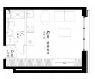 Квартира 26 м², студия - изображение 1