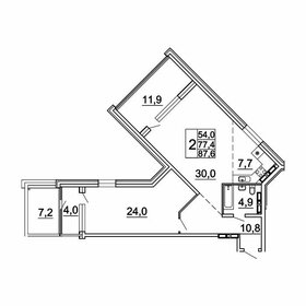 Квартира 87,6 м², 2-комнатная - изображение 1