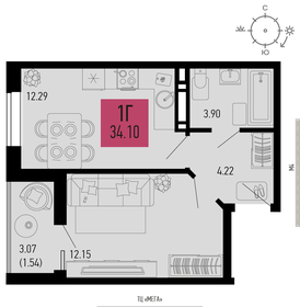 Квартира 34,1 м², 1-комнатная - изображение 1