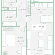 Квартира 70,8 м², 1-комнатная - изображение 3