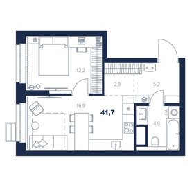 Квартира 41,7 м², 1-комнатная - изображение 1