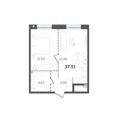 Квартира 37,5 м², 1-комнатная - изображение 2