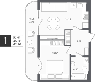 Квартира 45,6 м², 1-комнатная - изображение 1