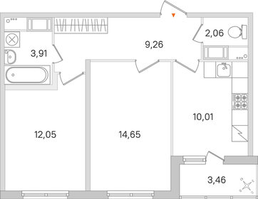 Квартира 53,7 м², 2-комнатная - изображение 1