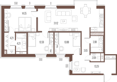 115,7 м², 3-комнатная квартира 31 050 264 ₽ - изображение 86