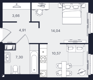 Квартира 40,5 м², 1-комнатные - изображение 1