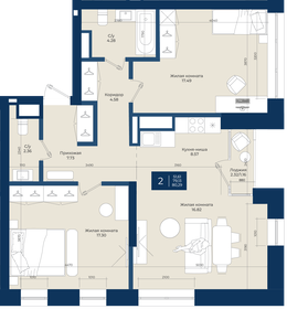 Квартира 80,3 м², 2-комнатная - изображение 1